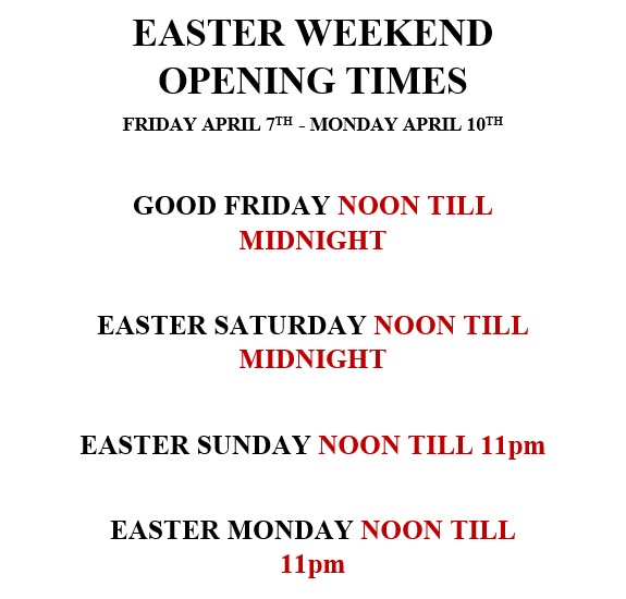 EASTER OPENING TIMES IMAGE 1